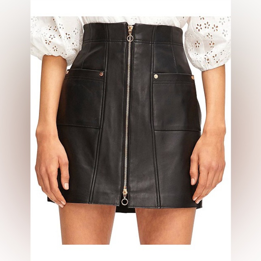Alice McCall Lamb Leather Black Mini Skirt Size 2